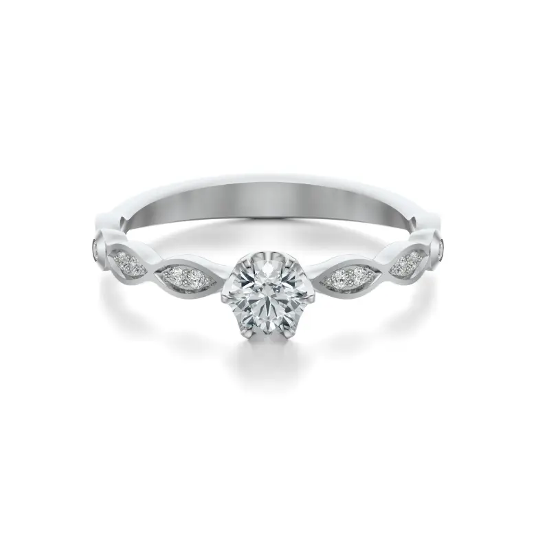 Pierścionek białe złoto z diamentami